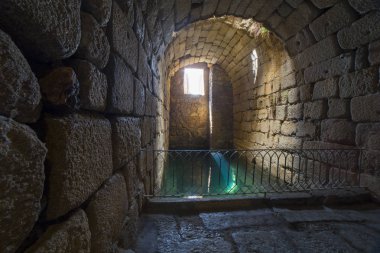 Roma su deposu Alcazaba Arap kalesinde. Merida, Extremadura, İspanya