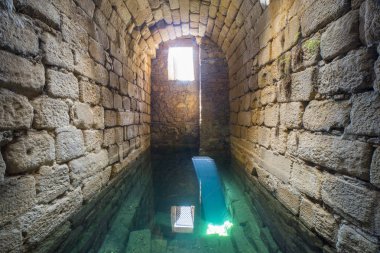 Roma su deposu Alcazaba Arap kalesinde. Merida, Extremadura, İspanya