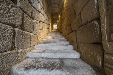 Roma su sarnıcı Alcazaba Arap Kalesi, Güney koridoru. Merida,: Extremadura, Spain