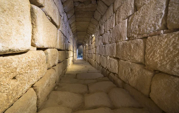 Corredor Sul Cisterna Água Romana Com Visitantes Cidadela Árabe Alcazaba — Fotografia de Stock