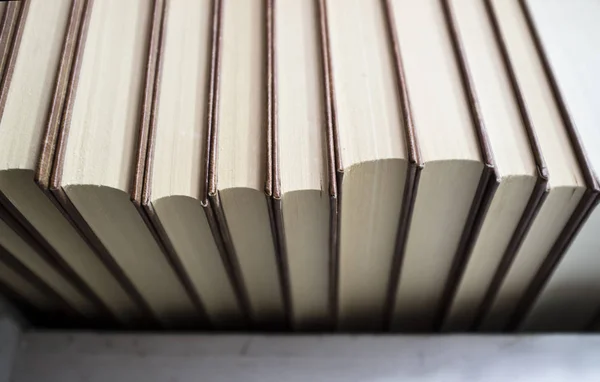 Used Books Pile Showing Fore Edge Text Block Selective Focus — Stock Photo, Image