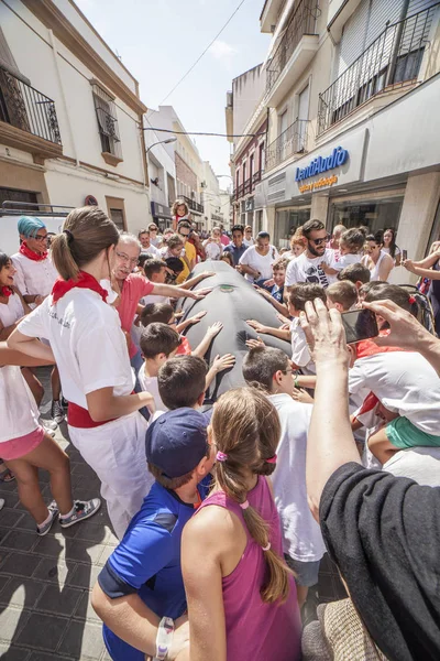 Montijo Spanje September 2018 Uitvoeren Van Stieren Voor Kinderen Partij — Stockfoto
