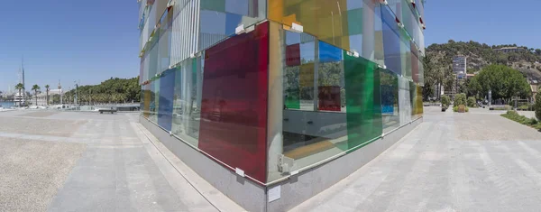 Malaga Spanje Juli 2018 Centre Pompidou Glas Stalen Draagstructuur — Stockfoto