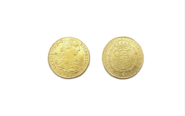 カルタヘナ スペイン 2018 金スペイン 個セットのまたはチャールズ Iii エスクド金貨 1784 年にアルクァ 博物館 — ストック写真