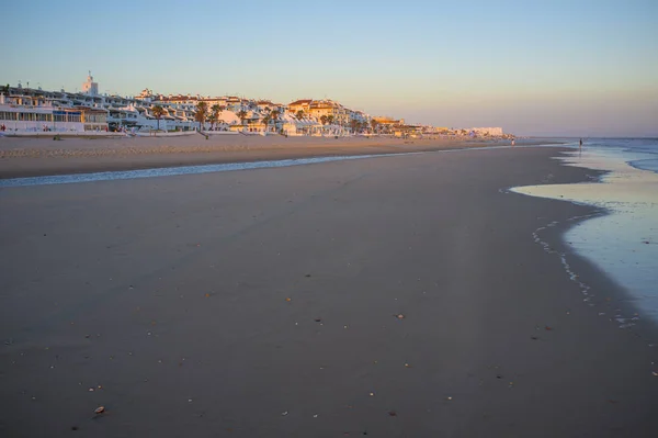 Matalascanas Stadt Vom Strand Bei Sonnenuntergang Costa Luz Meerküste Huelva — Stockfoto
