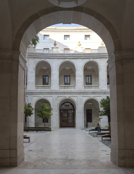 Малага Испания Сентября 2018 Palacio Aduana Central Porticoed Patio Malaga — стоковое фото