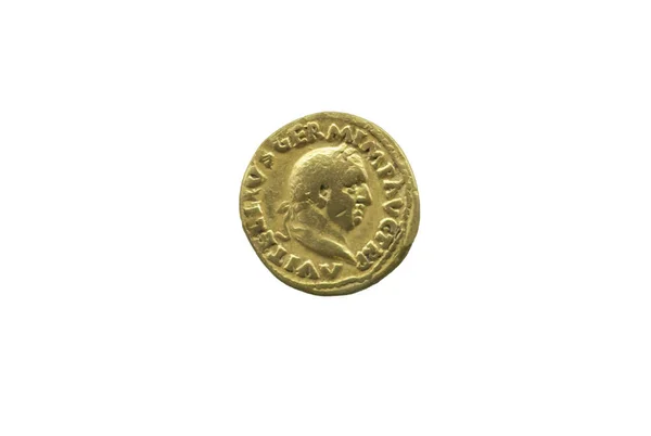 Guldmynt Som Skildrar Den Roman Emperor Vitellius Isolerade Över Vita — Stockfoto
