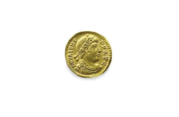 Gouden Munten Beeltenis Van Oost Roman Emperor Valente Geïsoleerd Wit — Stockfoto