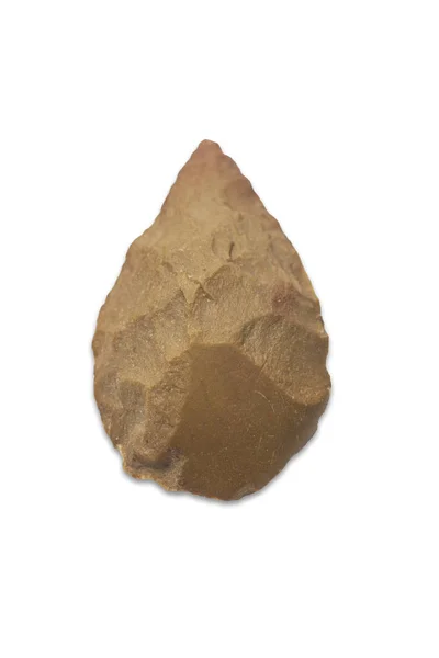 低い旧石器時代の Biface 両面石器マルチ用ナイフとして使用します 黒の背景に分離 ロイヤリティフリーのストック写真