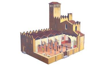 Badajoz, İspanya - 23 Temmuz 2018: Santa Maria Cathedral Badajoz. Varsayımsal tasvir. Bugün kayboldu. Badajoz, İspanya