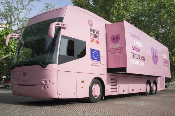 Badajoz Spanje Mei 2018 Varkensvlees Lovers Tour Bus Geparkeerd Stad — Stockfoto
