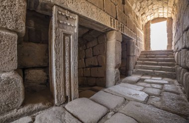 Arapça su Sarnıcı, Alcazaba Kalesi Kuzey girişi. Merida,: Extremadura, Spain. İç görünüm