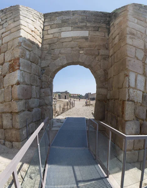 Alcazaba Merida Main Entry 9Th Century Muslim Fortification Badajoz Spain — Stock Photo, Image