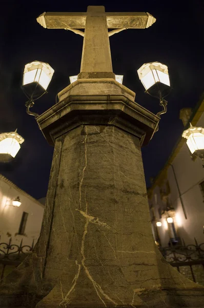 Krisztus Lámpákat Éjszaka Capuchins Square Cordoba Andalúzia Spanyolország — Stock Fotó