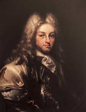 Badajoz, İspanya - DIC 19, 2018: Anjou Philip ya da Philip'in Vicente Jacinto Mlendez tarafından boyalı İspanya. Üreme orijinal Luis de Morales Müzesi Badajoz adlı oyun Museo del Prado, İspanya