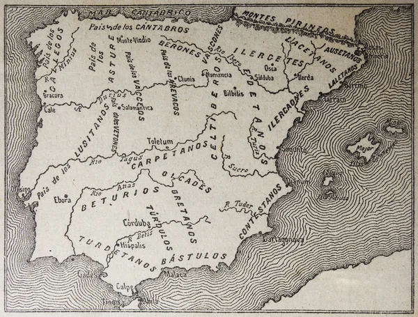 Vintage Administrativní Mapa Španělska Obrázek Knihy Enciclopedia Autodidactica Napsal Dalmau — Stock fotografie