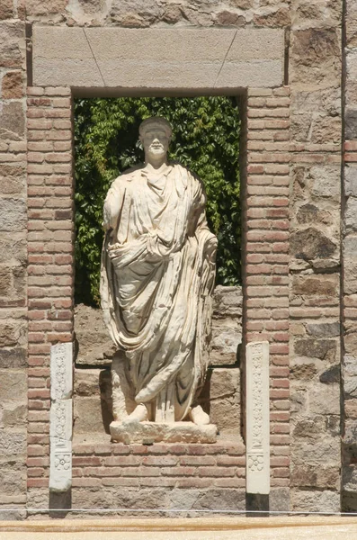 Posągi Stylu Greckim Osobą Renomy Wojewódzkiego Forum Romanum Merida Estremadura — Zdjęcie stockowe