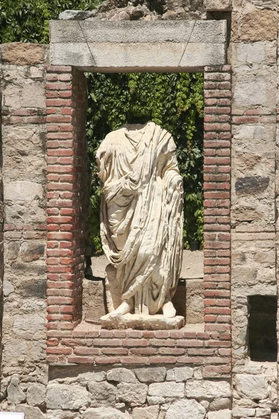 Statue Stile Greco Con Persona Fama Foro Provinciale Romano Merida — Foto Stock