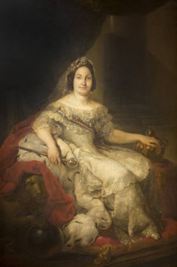 Huelva, Spain - July 02, 2018: Isabella II of Spain painted by Vicente Lopez Portana in 1848 at Museum of Huelva, Andalusia, Spain clipart