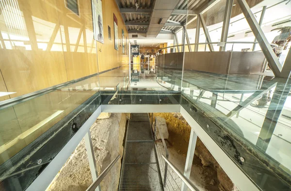 Cartagena Spain September 14Th 2018 Glass Floor Punic Wall Interpretation — Stock Photo, Image