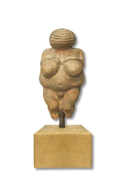 Willendorf Venüs, eski Taş Devri ünlü heykel kopya. Beyaz bitti izole