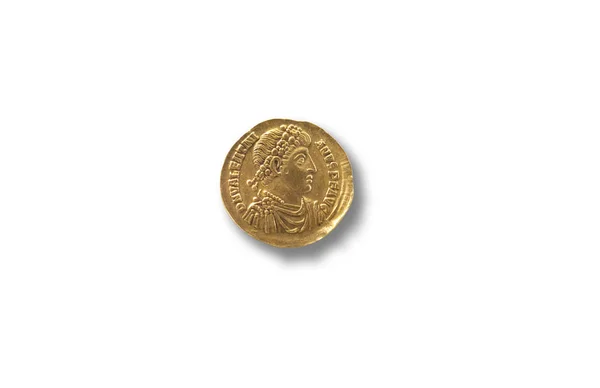 Valentinianus II Gold Solid coin, Isolated — Stock Photo, Image