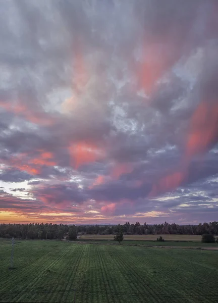 Cloudy sunset background at Guadiana wetlands, Spain — Stock Photo, Image