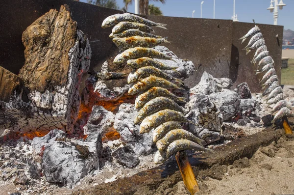 Espetos grillés à Malaga Chiringuito, Espagne — Photo