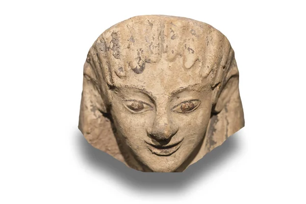 Etrurii kobiet Antefix. Izolowane — Zdjęcie stockowe