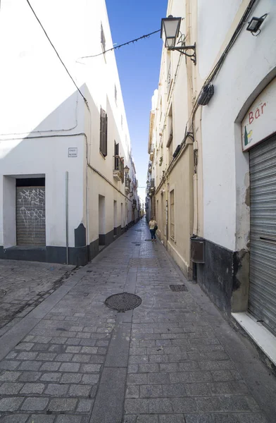 Cádiz cidade velha ruas estreitas, Andaluzia, Espanha. Rua Troilo — Fotografia de Stock