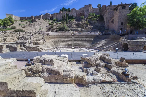Rzymski Teatr w Maladze i Moslim Alcazaba, Andaluzja, Południowa Hiszpania — Zdjęcie stockowe