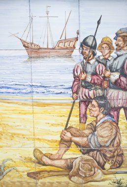 Hernan Cortes 16. yüzyıl İspanyol askeri ve gemisi dipte.
