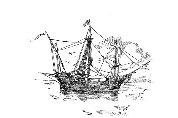 Navío de vela español Caravel o Caravela — Foto de Stock