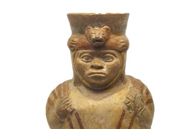 Mochica gemi bir avcı veya huaco tasvir. Izole