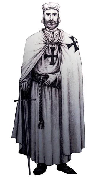 Cavaleiro Templário com capa e túnica — Fotografia de Stock