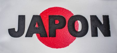Arka plan olarak Japonya ve bayrak adı ile imzalayın