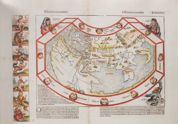 Mapa do mundo de Hartmann Schedel, Liber chronicarum. Nuremberga — Fotografia de Stock