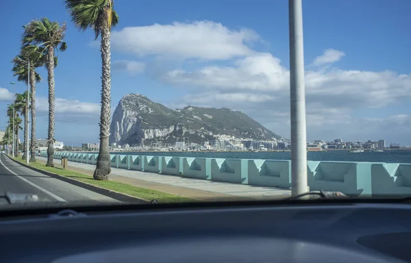 Chegando à fronteira de Gibraltar de carro — Fotografia de Stock