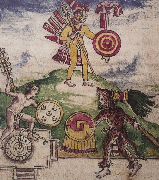 Aztec gladiatorskie walki z więźniami. Tlacaxipehualiztli r — Zdjęcie stockowe