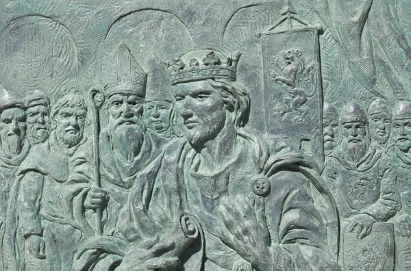 Alfonso IX, XII-wieczny król Leon i Galicja. Pomnik w S — Zdjęcie stockowe