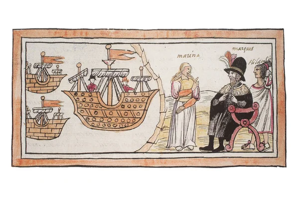 Duran Codex la Malinche ile Hernan Cortes ilk karşılaşma