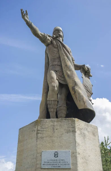 内扎瓦尔科约特雕像，特克斯科城邦的统治者，前C — 图库照片