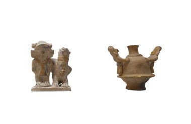 Jama Coaque kültür figürü ve kap, İspanyol öncesi ekvadorlu.