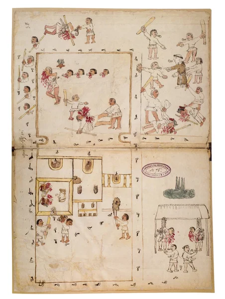 Manuscrito Conhecido Como Codex Ixtacamaxtitlan Século Xvi Documento Biblioteca Nacional — Fotografia de Stock
