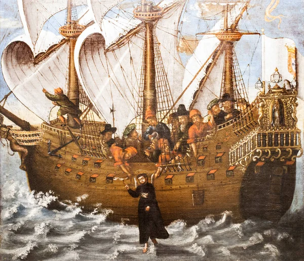 弗朗西斯 泽维尔的 卡里克 圣克鲁斯奇迹 17世纪时 他把盐水变成了淡水 葡萄牙里斯本海军博物馆 — 图库照片