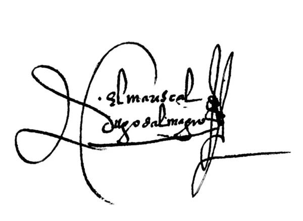 Подпись Диего Альмагро Испанский Конкистадор Известный Своими Подвигами Западе Южной — стоковое фото