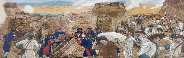 San Pedro Bastion Jahr 1705 Belagerungsszene Spanischen Erbfolgekrieg Badajoz Spanien — Stockfoto