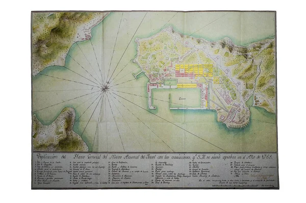 エルフェロール アーセナルの歴史地図 1765年 クロード マスアトラス フランスのスパイサービスによって作られたマッピングコンパイル — ストック写真