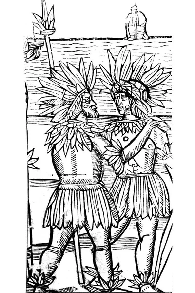 Indios Brasileños Grabado Alemán 1505 Bayerische Staatsbibliothek Múnich Museo América — Foto de Stock