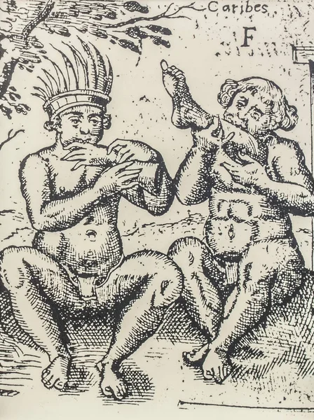 Caníbales Caribeños Grabado Jean Mocquet Meaux 1617 Representante Museo Las — Foto de Stock